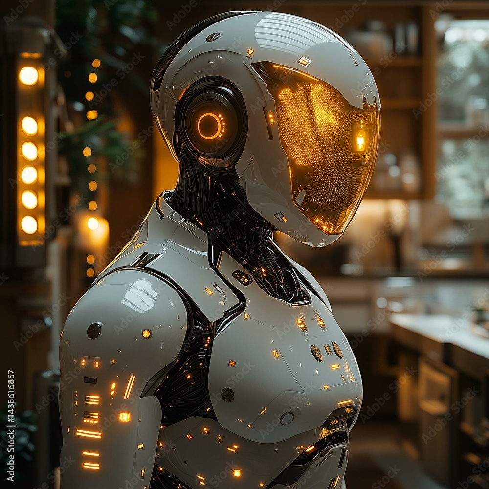 Fototapeta premium Futuristic AI Assistant in Modern Smart Home