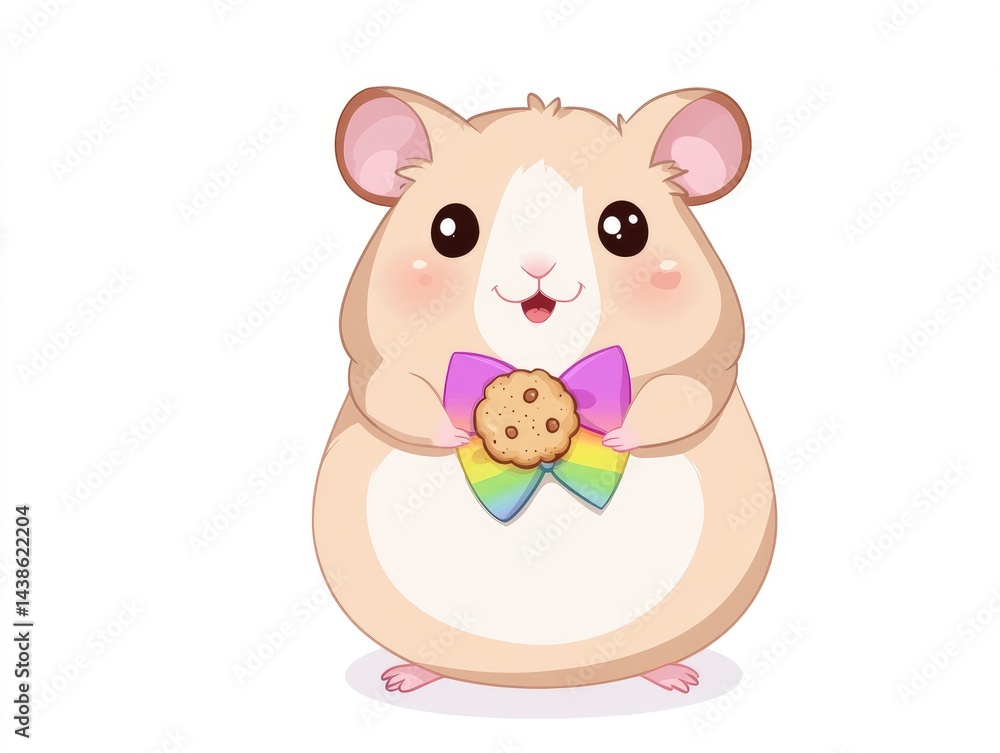 Fototapeta premium Cute hamster holding a cookie