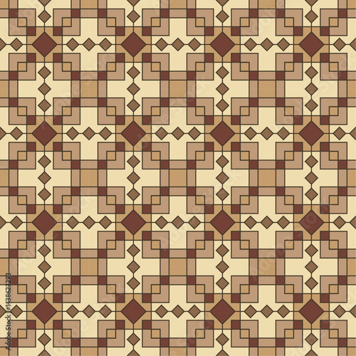 Geometric style design with squares and diamonds in a seamless repeat pattern  - Illustration Vector