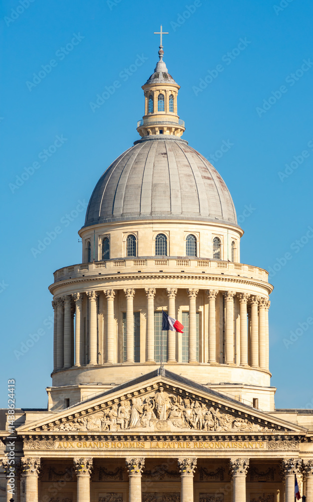 Obraz premium Dome of Pantheon building in Latin quarter, Paris, France