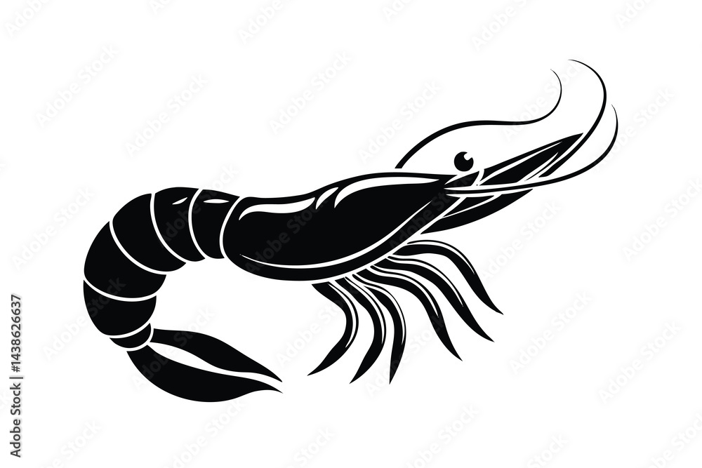 Naklejka premium silhouette of a shrimp fish vector.