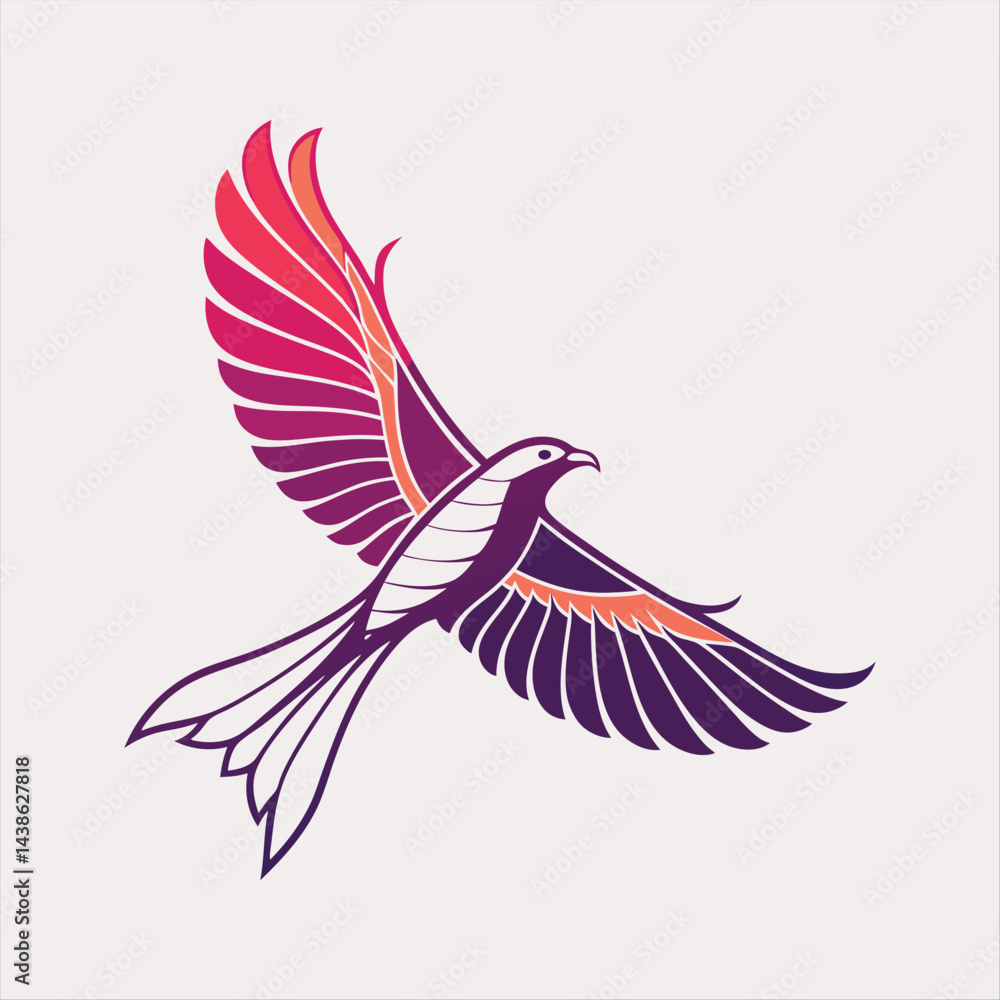 Obraz premium Vibrant Gradient Eagle in Flight - Colorful Vector Illustration.