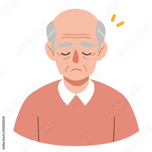 Elderly man resting eyes - tired senior man closing eyes for brief rest, his wrinkled face reflecting life experience and wisdom, atmosphere of quiet peace.