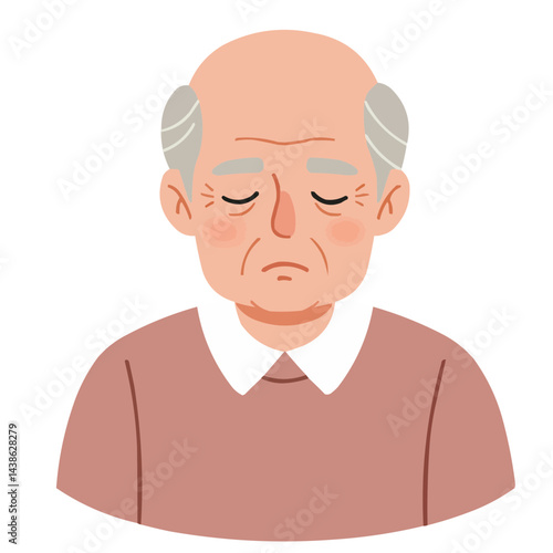 Elderly man resting eyes - tired senior man closing eyes for brief rest, his wrinkled face reflecting life experience and wisdom, atmosphere of quiet peace.