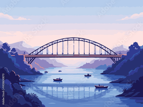sydney harbour bridge at sunset vector