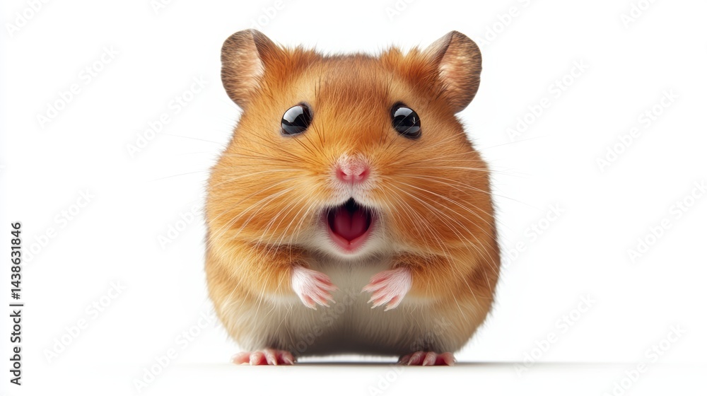 Adorable hamster with open mouth, isolated on white background. Adorable hamster with open mouth, isolated on white background.