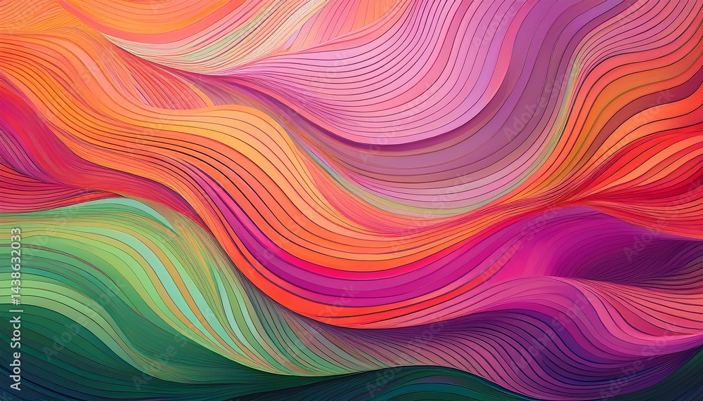 wavy layered panels of pinks oranges purples and greens create an abstract textured background wavy layered panels of pinks oranges purples and greens create an abstract textured background