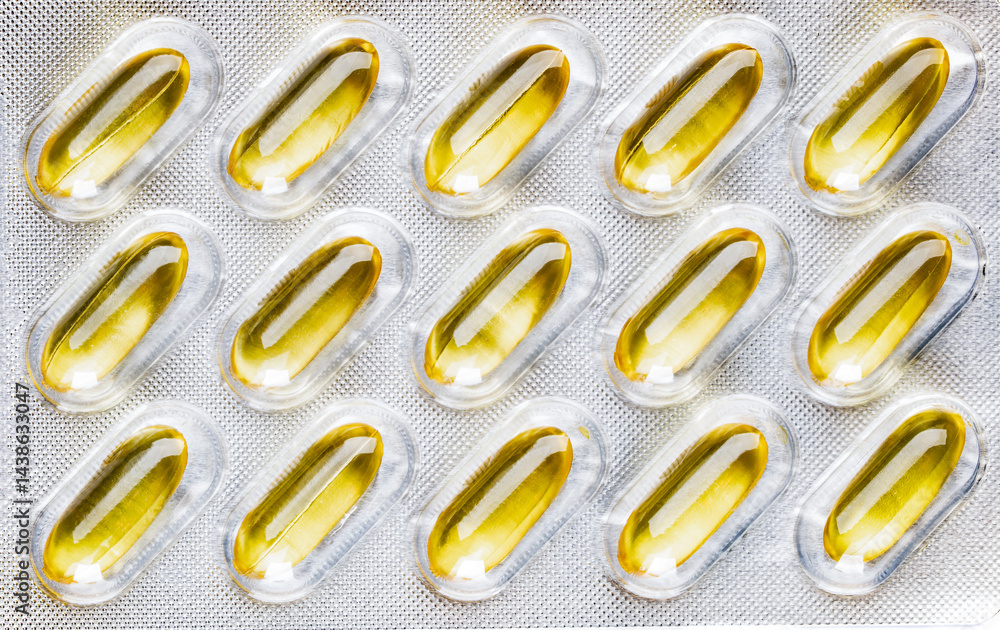 Dietary supplement containing omega 3 fish oil capsules