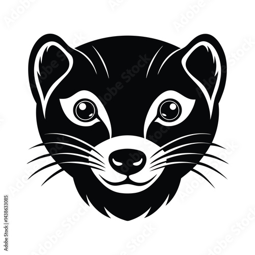 Black and white mongoose head vector graphic animal illustration