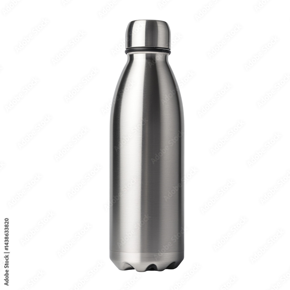 Sleek Stainless Steel Water Bottle Crisp isolated on a transparent background Sleek Stainless Steel Water Bottle Crisp isolated on a transparent background