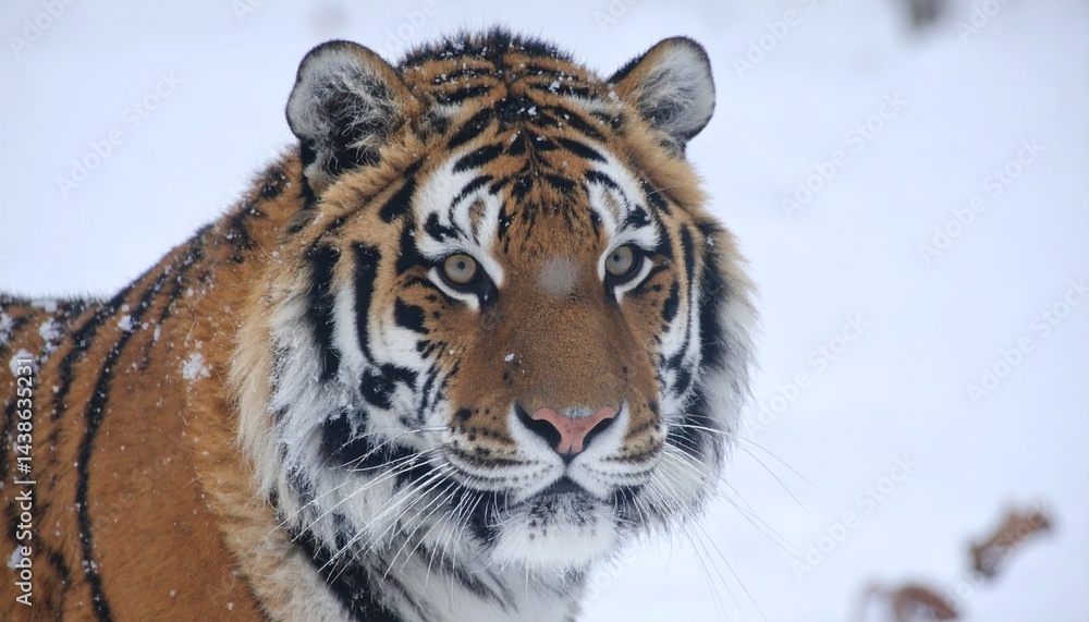 Obraz premium tiger in winter snow, close up
