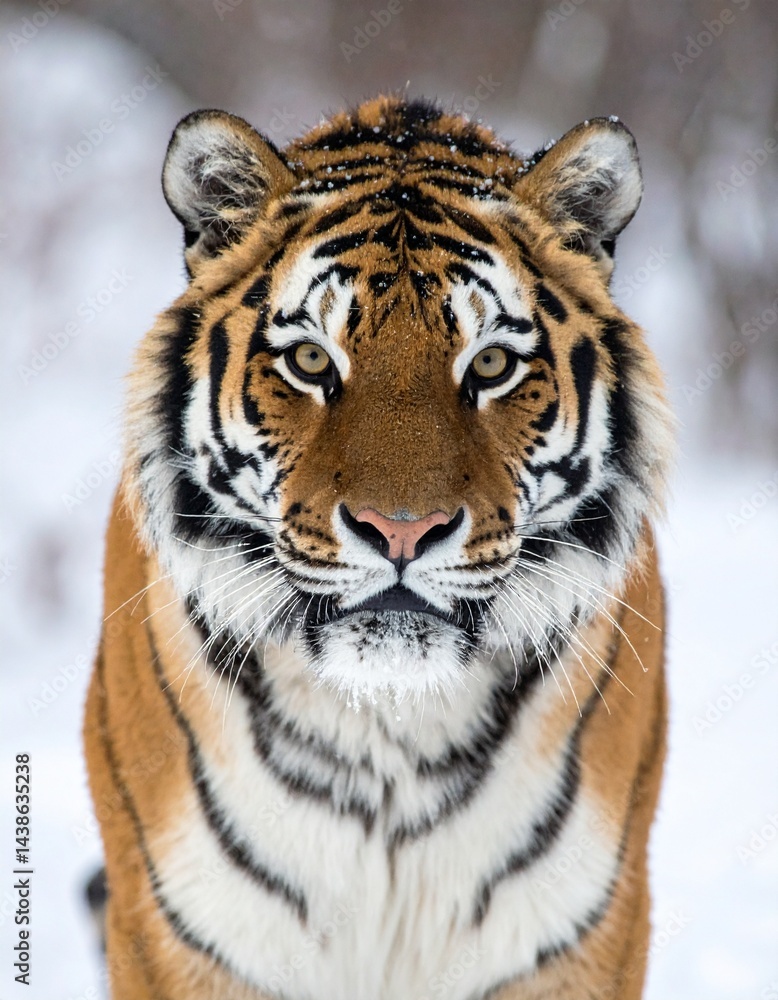 Obraz premium tiger in winter snow, close up