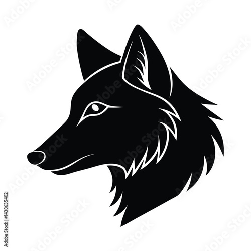 Silhouette vector graphic of a wolf head facing left on a white background