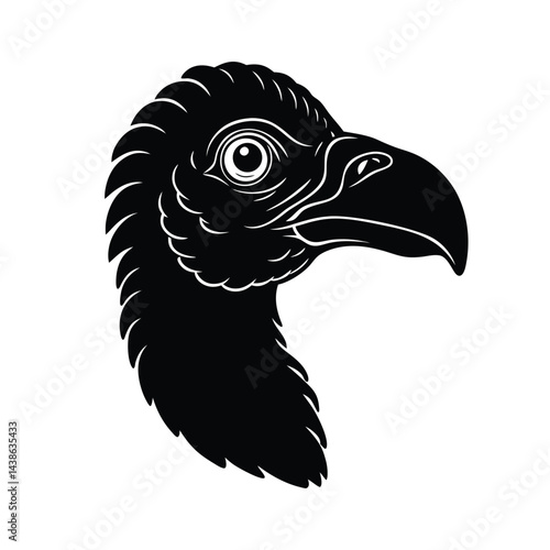 Stylized black silhouette of a dodo bird head detailed wildlife illustration vector design dodo extinct animal