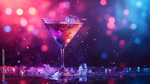 Wallpaper Mural Cocktail in martini glass with splashes on bokeh background Torontodigital.ca