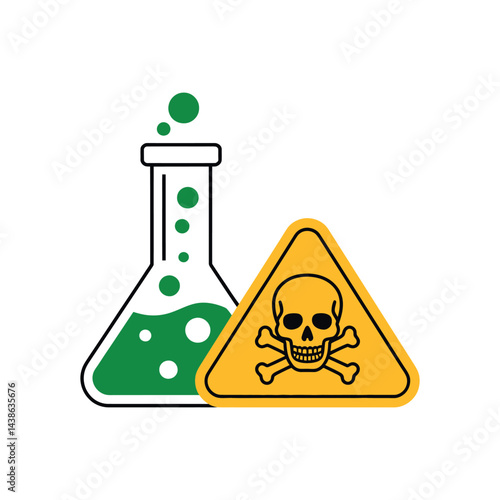Chemical Experiment With Skull Warning Sign Depicting Danger And Potential Toxicity In A Vector Style Design