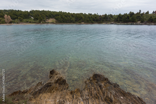 Obraz na płótnie Beautiful scenery by the sea under a cloudy sky in Sithonia, Chalkidiki, Greece w salonie
