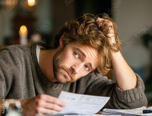 Man examining financial documents