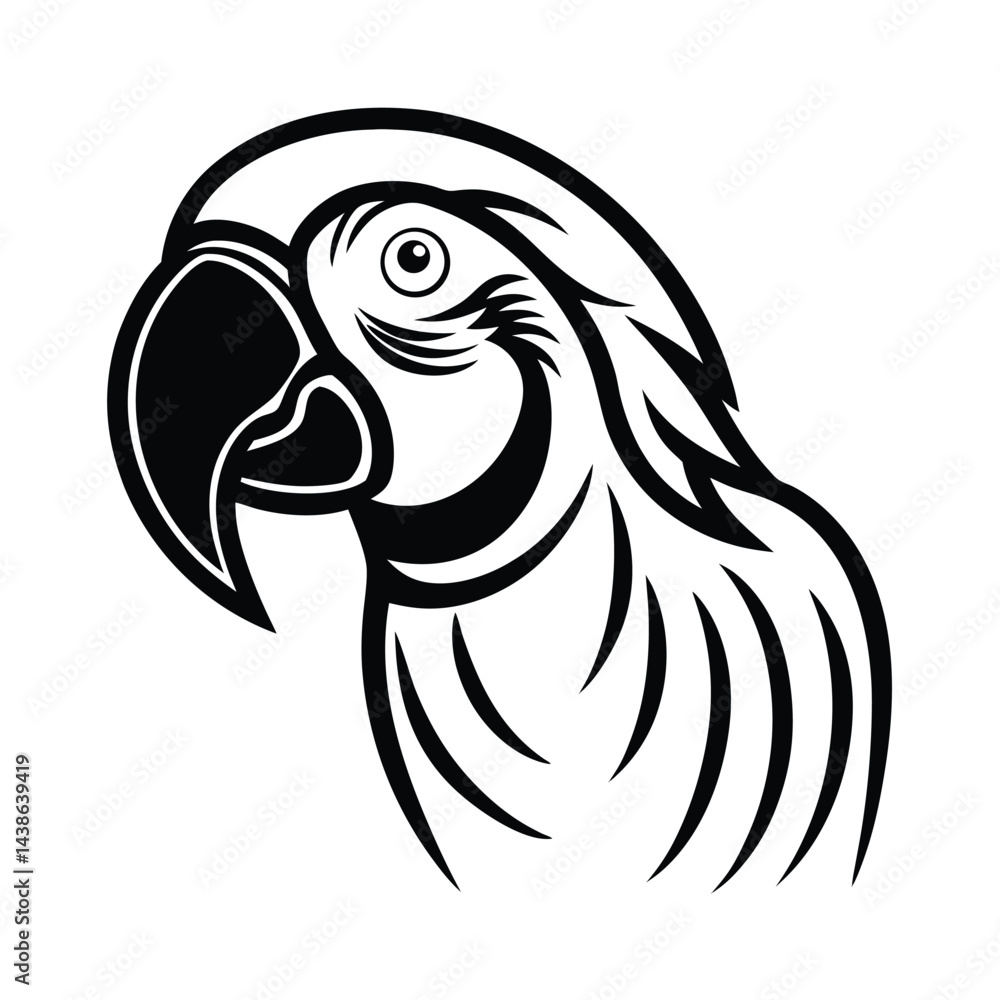 Fototapeta premium Elegant parrot vector illustration exotic bird silhouette design for creative projects
