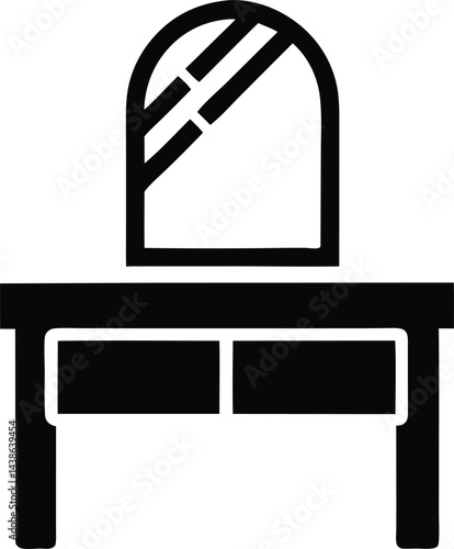 dressing table silhouette icon on white background. furniture icon.