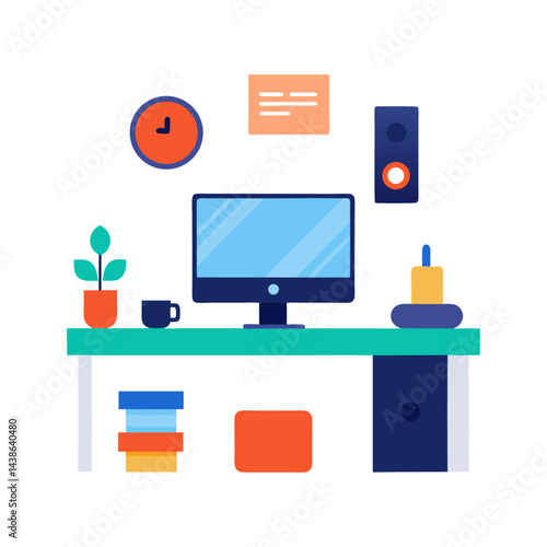 Remote Office Setup Flat Design