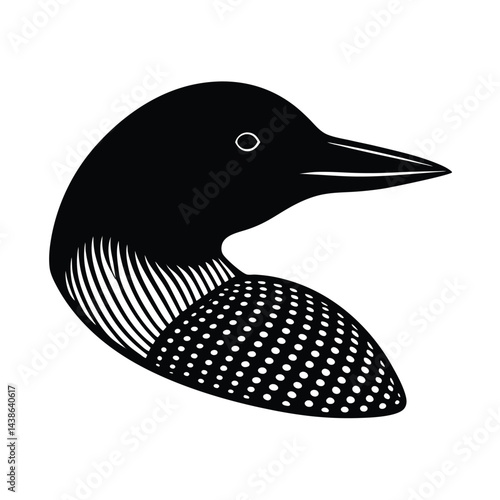 Black and white vector illustration of a common loon detailed graphics style