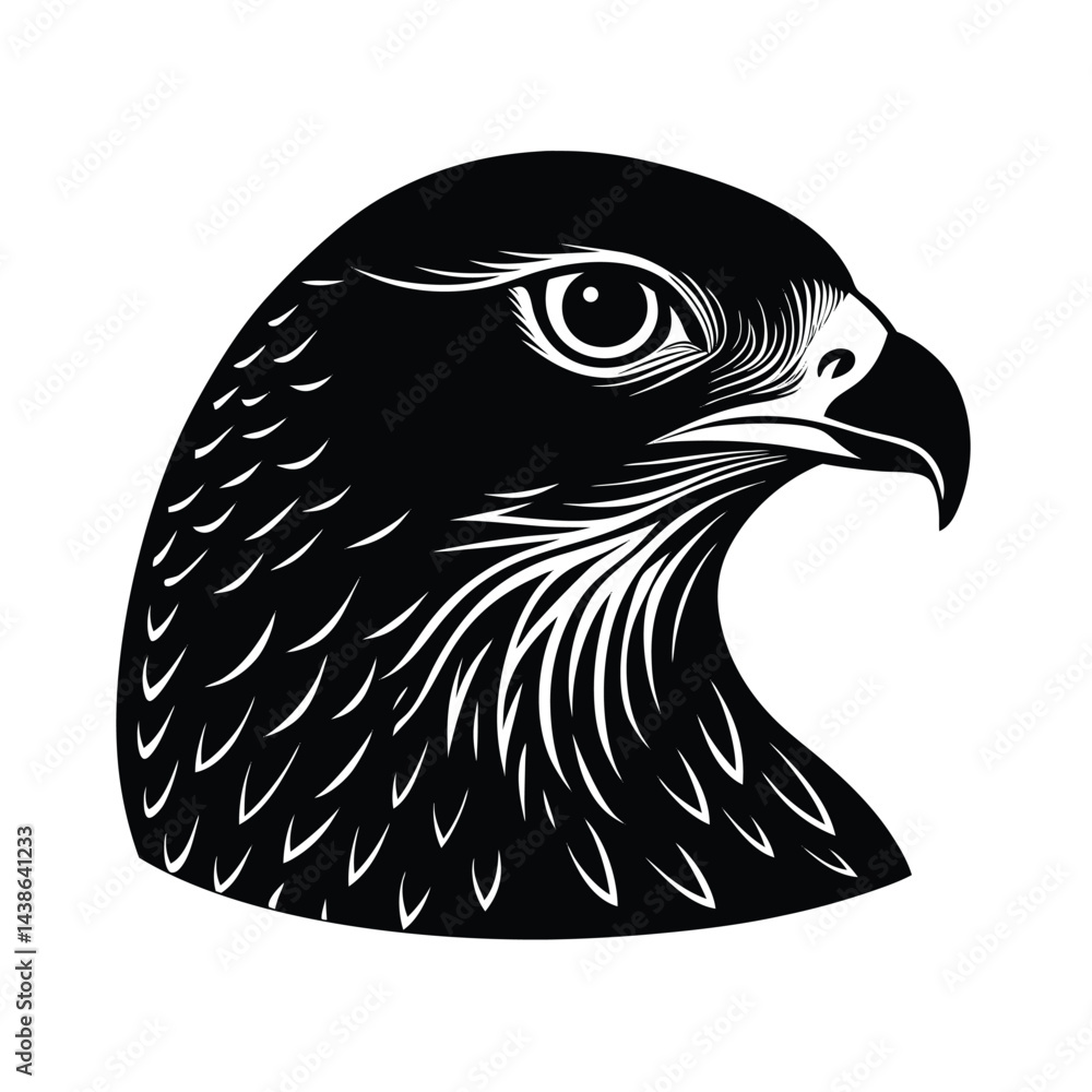 Fototapeta premium Majestic black and white falcon head detailed illustration graphic icon design for wildlife projects