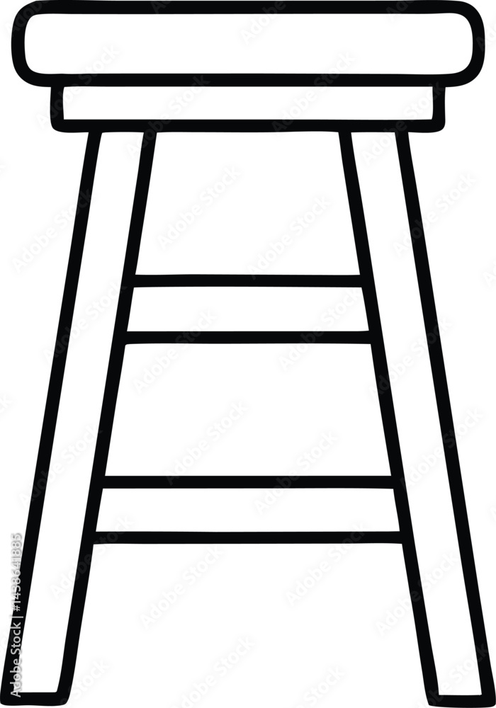 stool outline icon on white background. furniture icon. stool outline icon on white background. furniture icon.