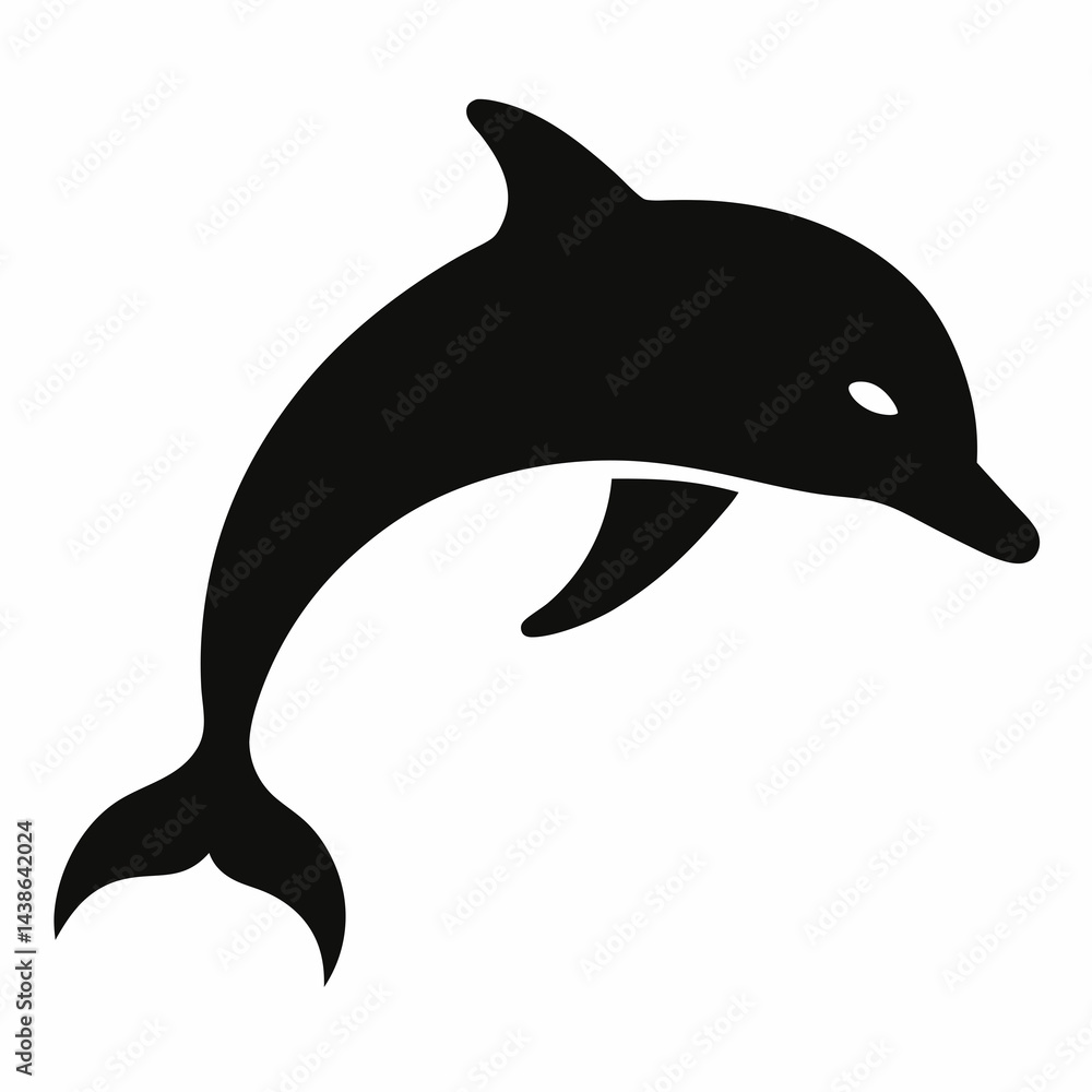 Naklejka premium Dolphin silhouette on white background