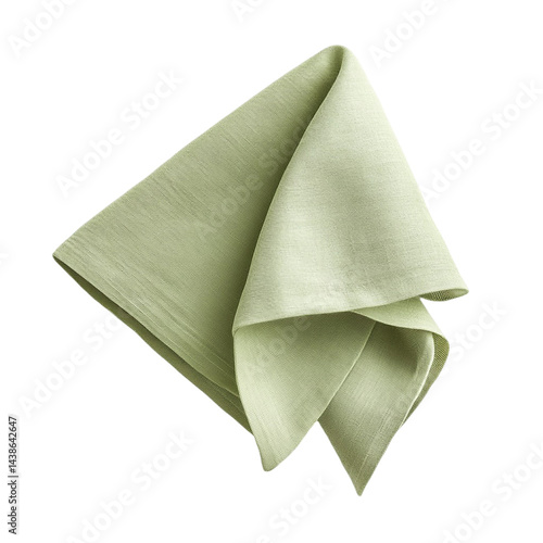 A folded sage green napkin isolated on transparent background