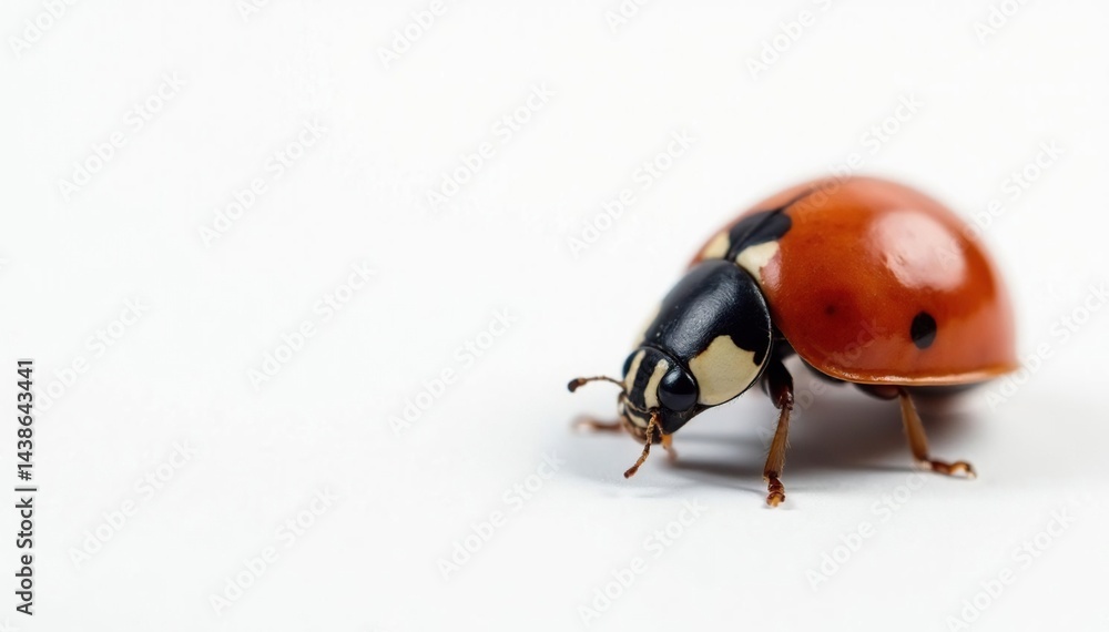 Close-up of a single ladybug on white background, clean, pest, bug Close-up of a single ladybug on white background, clean, pest, bug