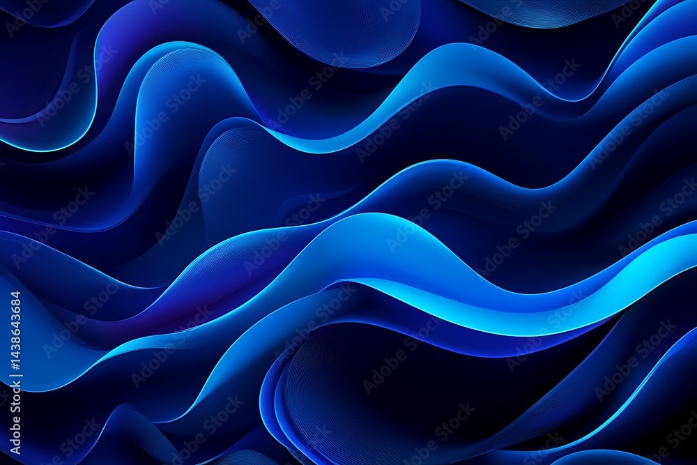 Obraz premium abstract blue waves on a dark background