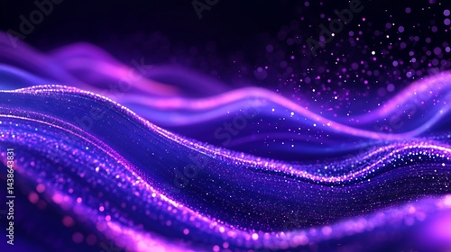 3d render, abstract background with glowing particles, flowing lines and waves