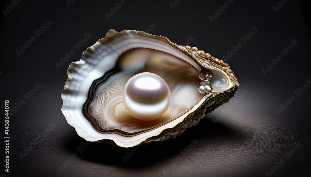 Naklejka premium oyster with a pearl on a dark background generative ai