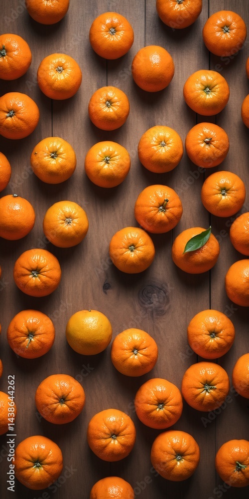 Fresh mandarin fruits on dark. Top view flat lay
