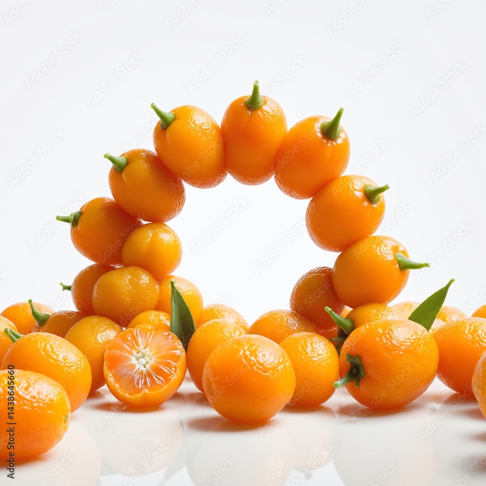 Kumquat fruit on white.