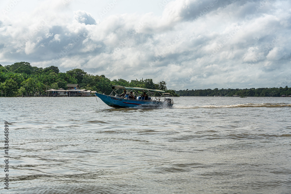 River boat tour on the Guama River at Belem do Para, a city on the north area of Brazil.