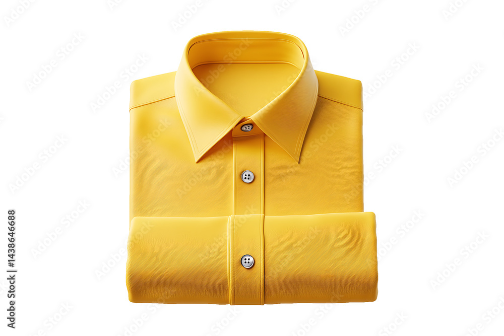 3D illustration of a folded yellow shirt isolated on transparent background. 3D illustration of a folded yellow shirt isolated on transparent background.