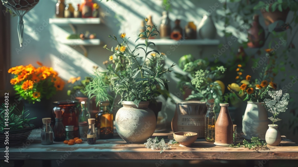Power Of Herbs For Human Health. Herbalist Advertising