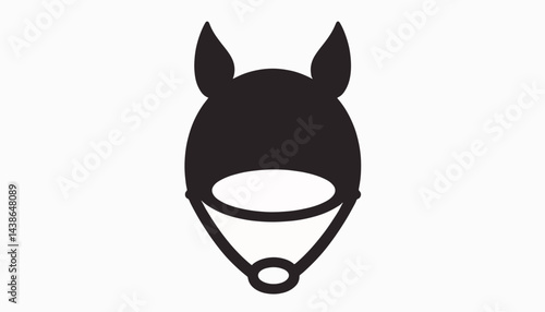 Minimalist jockey helmet illustration in monochrome style, design concept