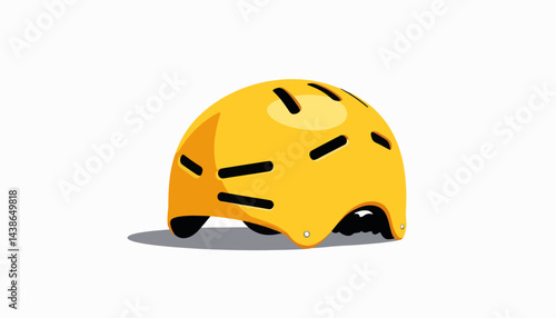 Yellow rafting helmet illustration with geometric design, safety concept