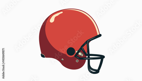 Vintage American football helmet illustration in muted red, classic design