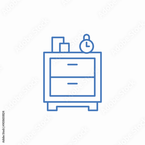 nightstand drawers clock icon sign vector