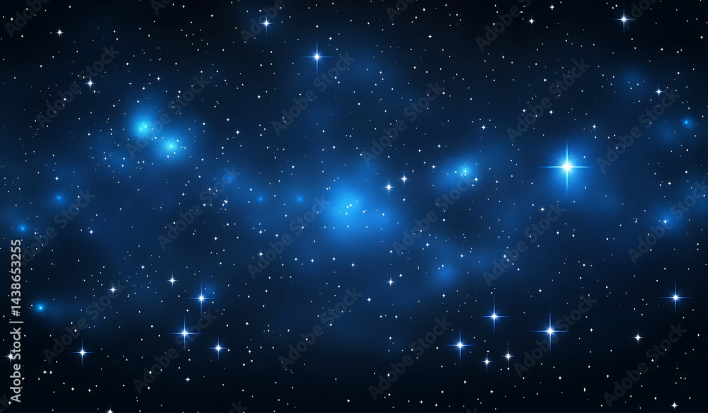 Fototapeta premium Dark night sky background with stars and the Milky Way, starry night sky, dark blue sky with small white dots of the Milky Way in space.