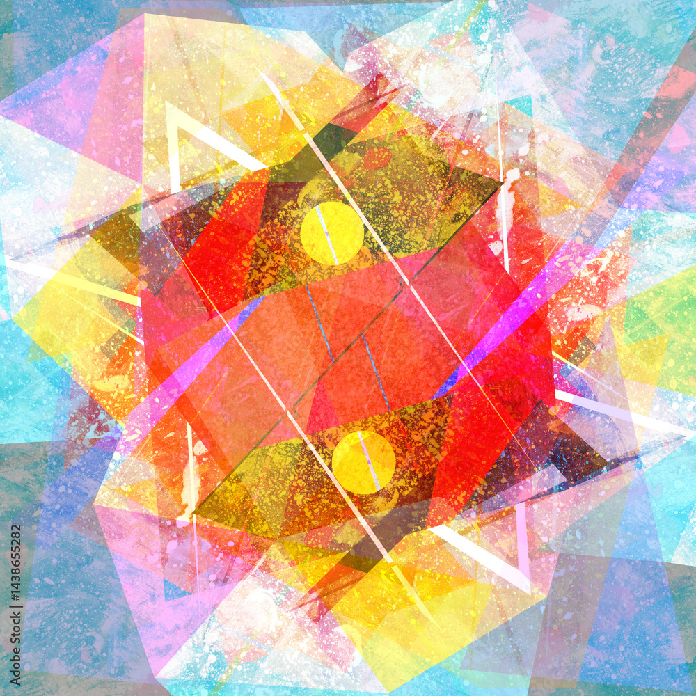 Abstract geometric watercolor retro background