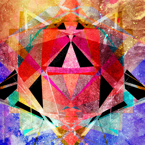 Obraz na płótnie Abstract geometric watercolor retro background w salonie