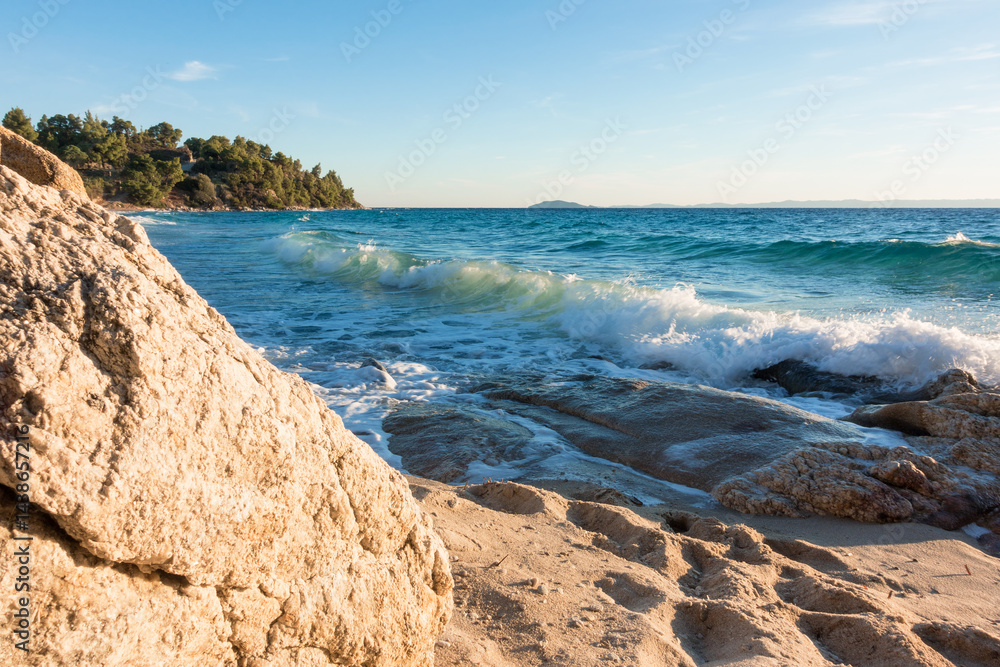 Beautiful scenery by the sea in Sithonia, Chalkidiki, Greece
