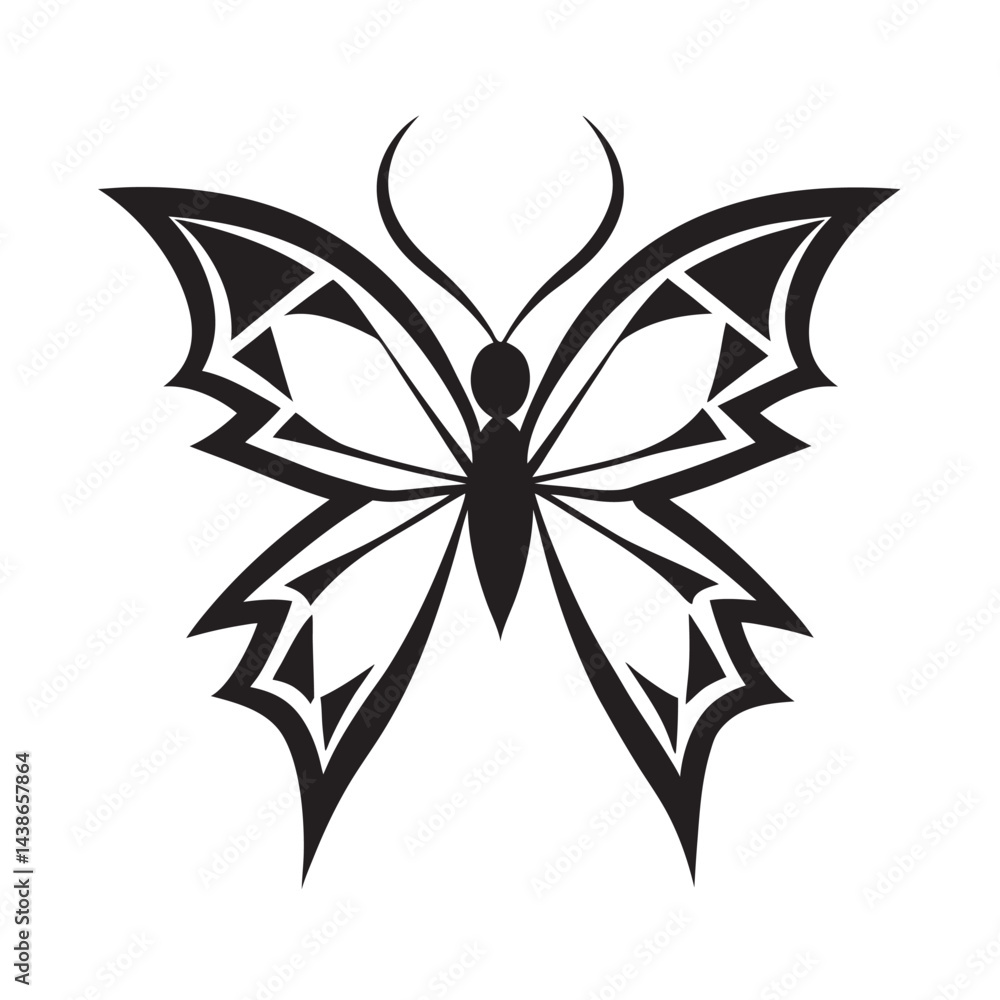 Obraz premium Tribal Butterfly Silhouette With Sharp Bold Lines