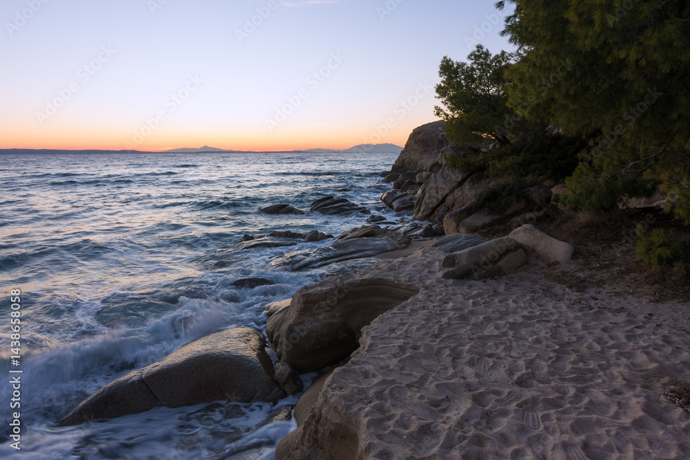 Beautiful scenery by the sea in Sithonia, Chalkidiki, Greece