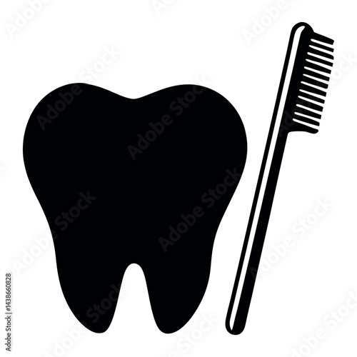 tooth with a toothbrush on white background , A toothbrush with tooth  for dental health and clean teeth